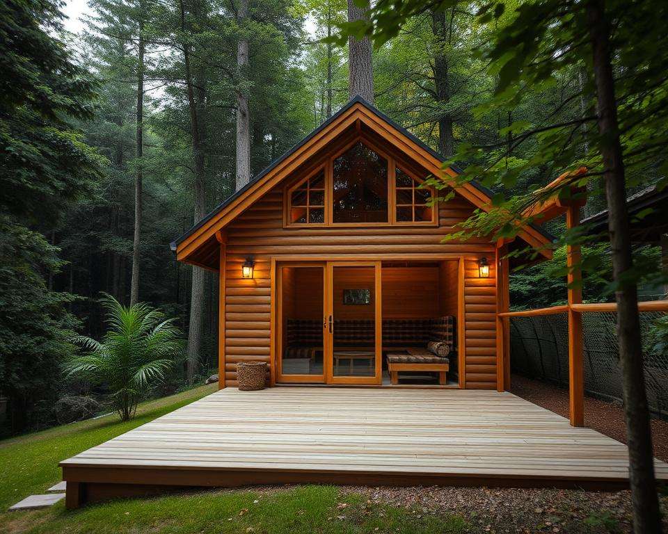 Saunahaus mit Vorraum und Terrasse