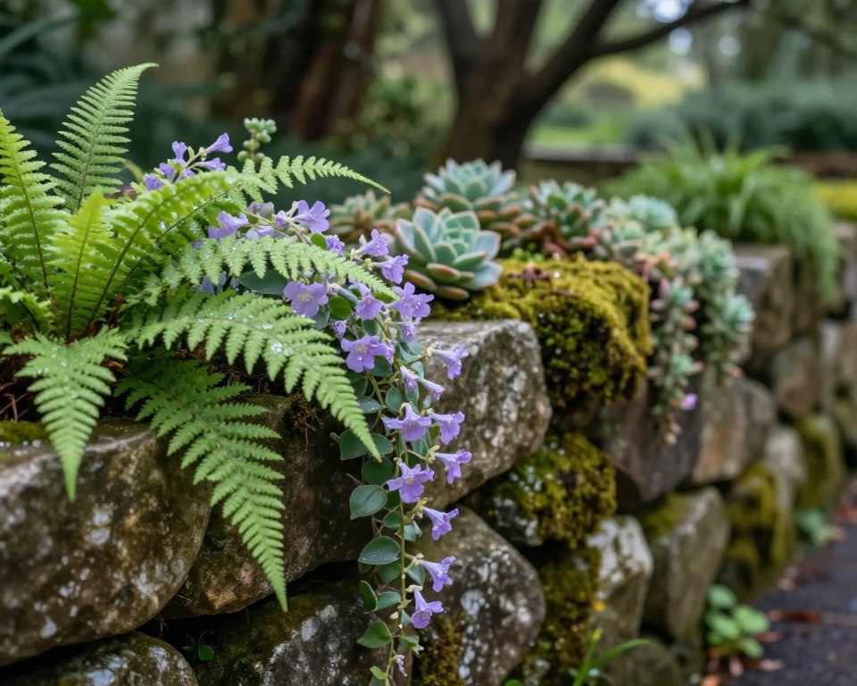 Schattenstauden für Mauerfugen