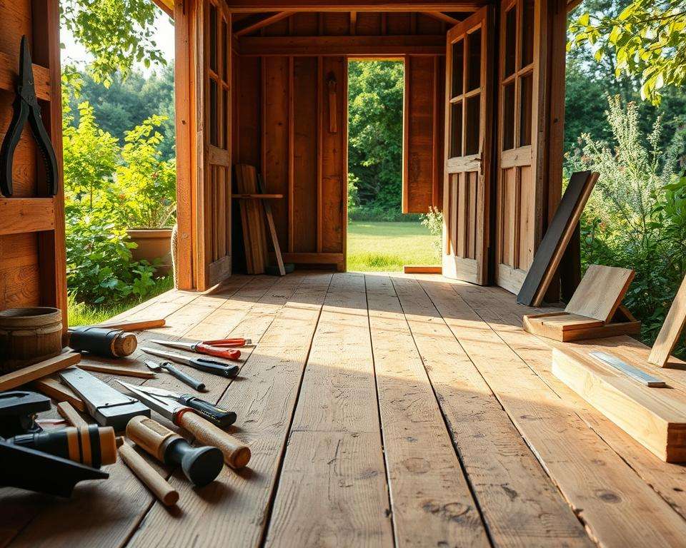 Schritt für Schritt Boden Renovierung Gartenhaus