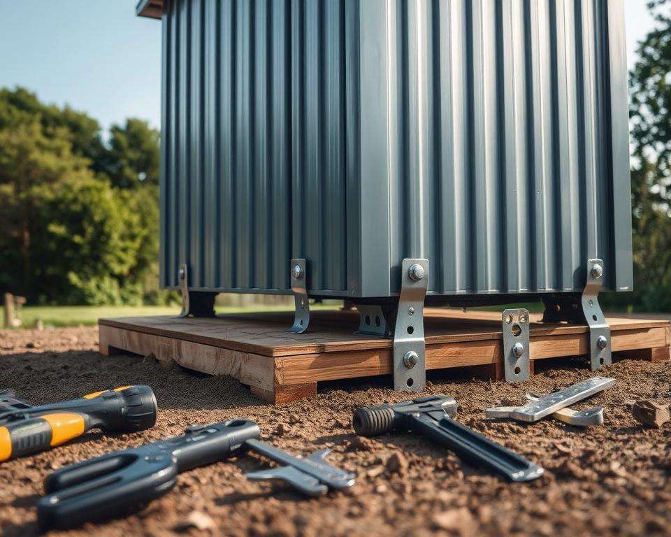 Schritt für Schritt Verankerung Geräteschuppen