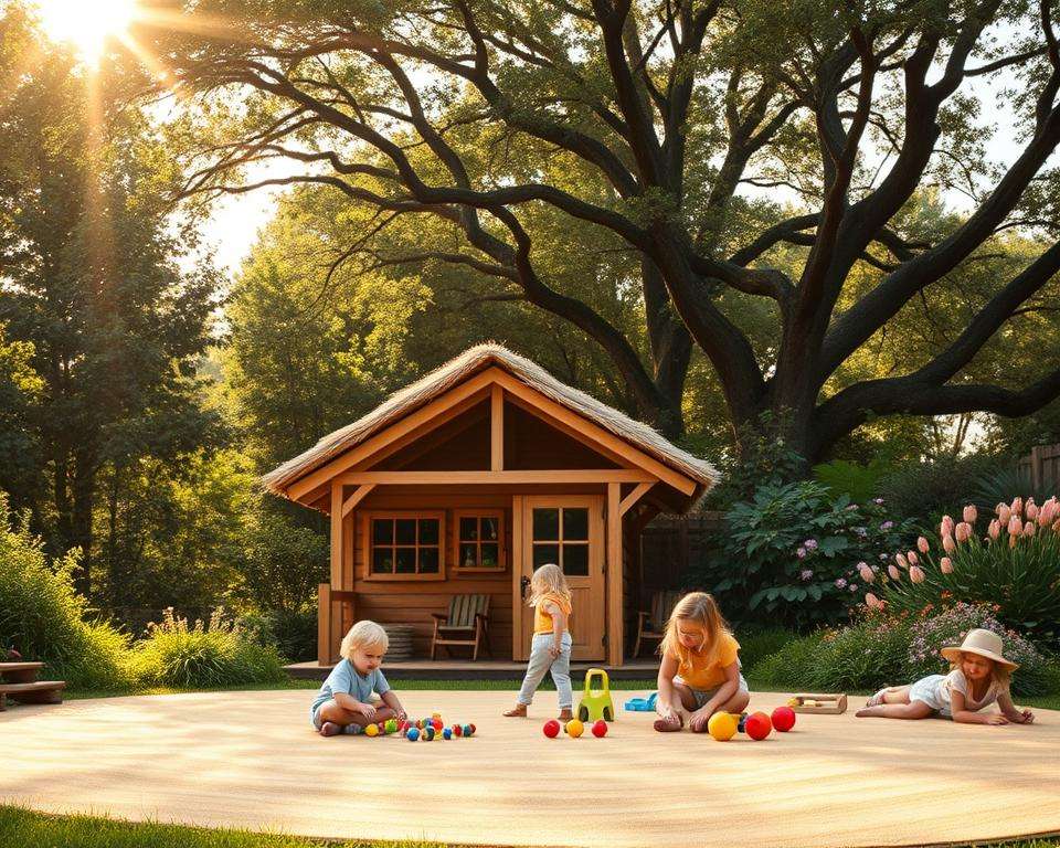 Sicherheit Nachhaltigkeit Spielhaus Aufbau