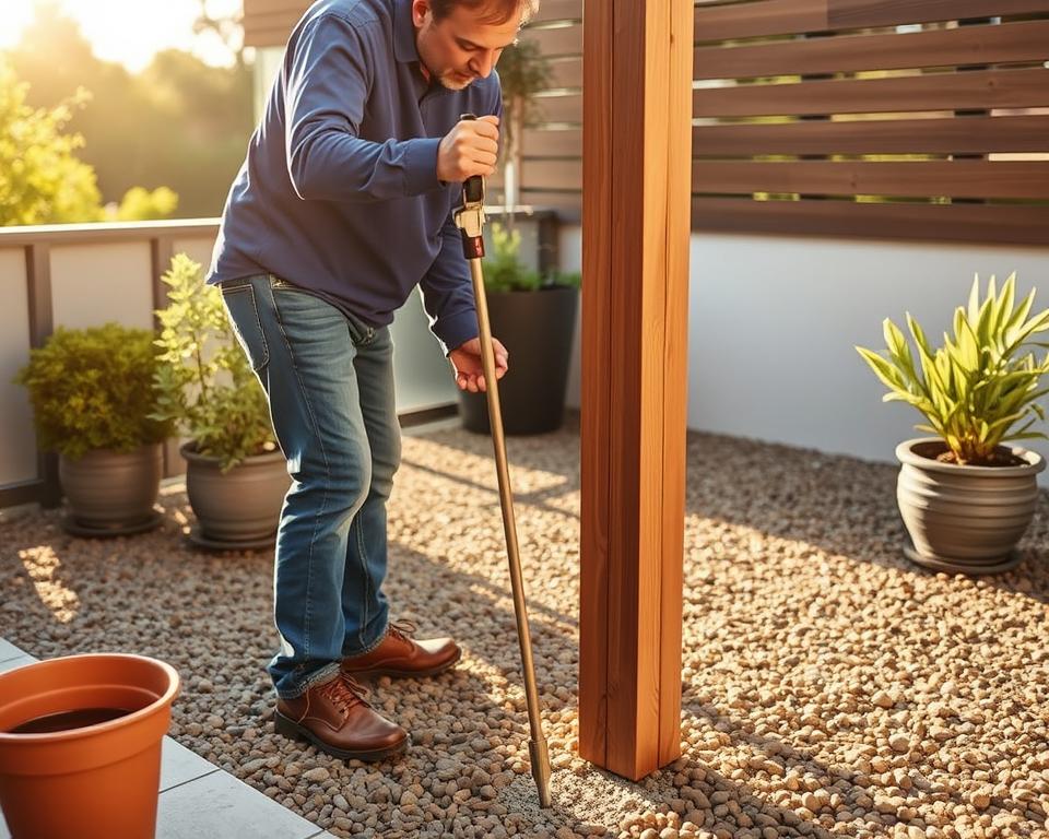Sichtschutz Terrassenpfosten montieren