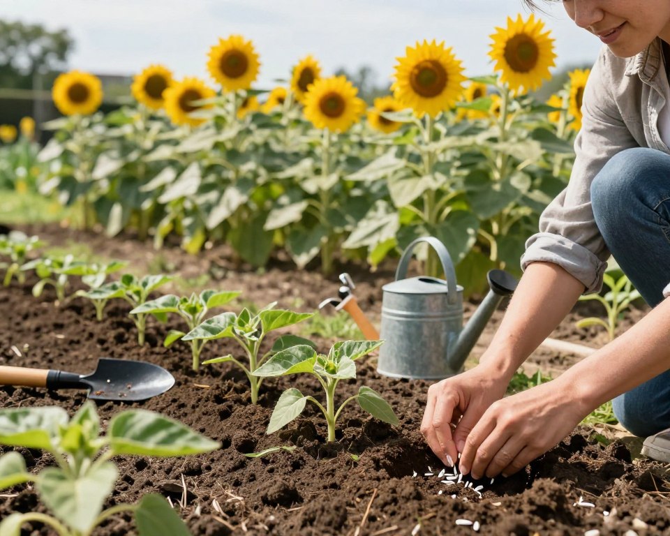 Sonnenblumen einpflanzen Schritt-für-Schritt