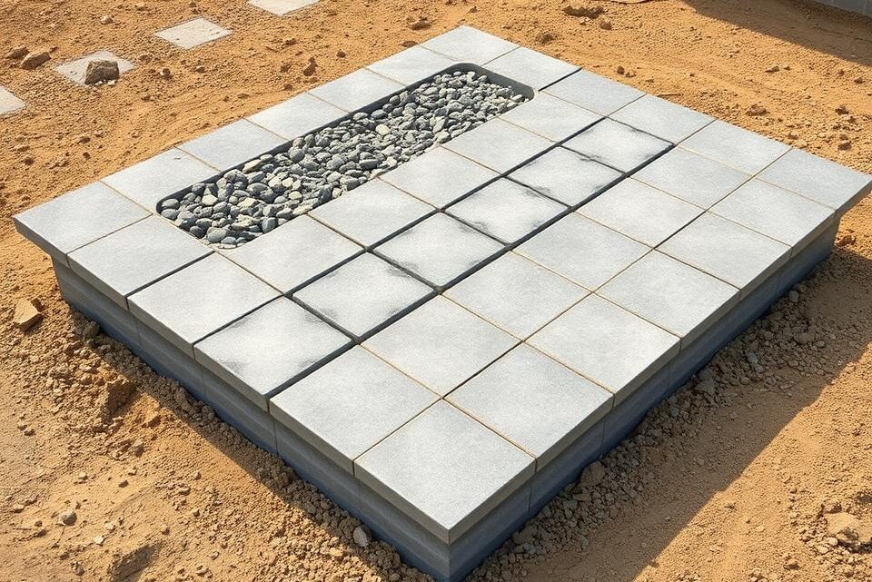 Stabiles Plattenfundament aus Gehwegplatten verlegen Tipps