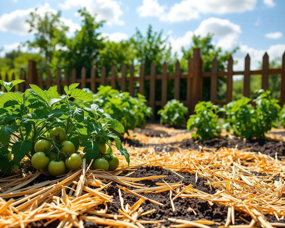 Stroh Mulch im Gemüsegarten