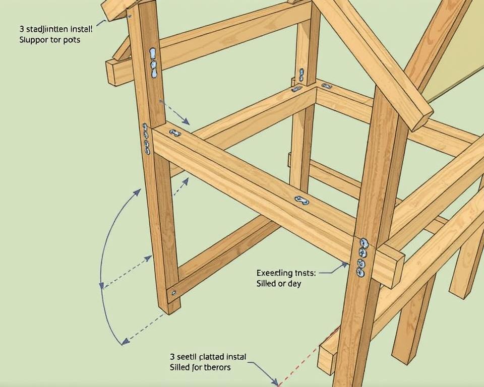 Stützpfosten Montage für Holzkonstruktion Stelzenhaus