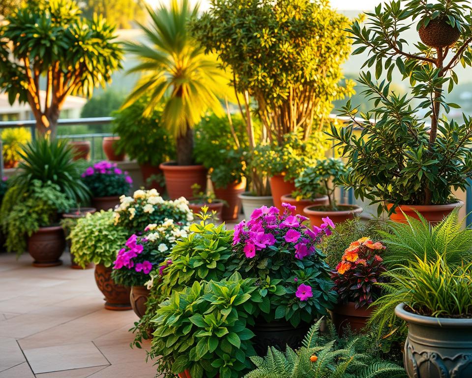 Terrassenbepflanzung mit Kübelpflanzen