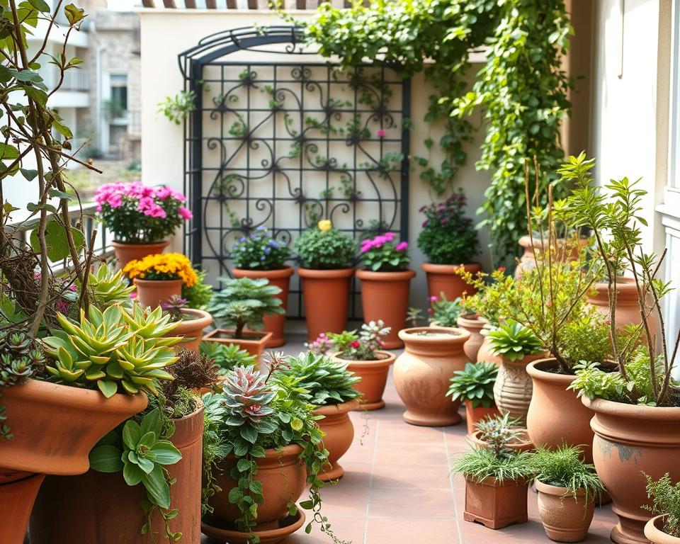 Terrassenpflanzen in Kübeln