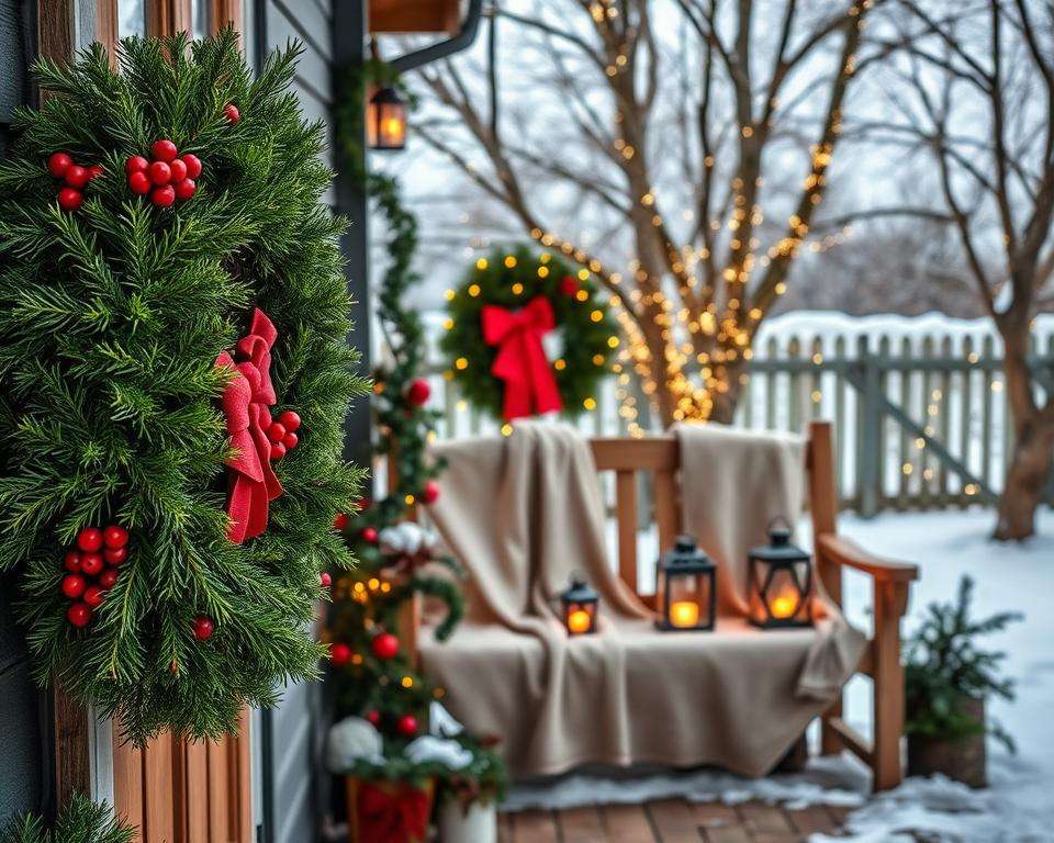 Traditionelle Weihnachtsdekoration im Garten