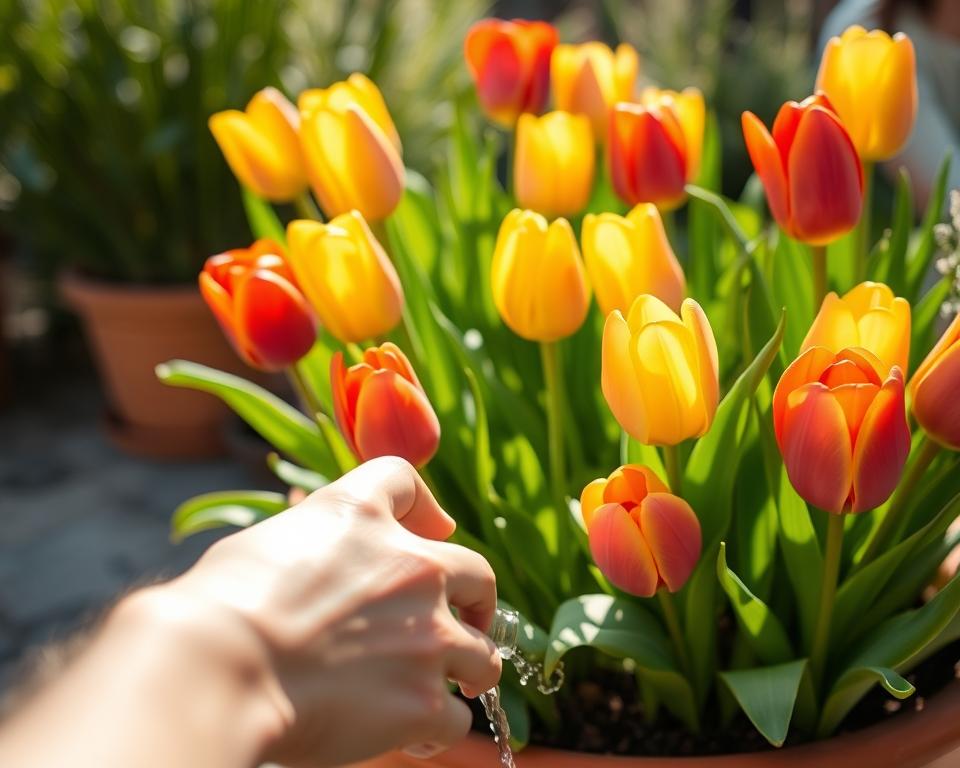 Tulpenpflege im Topf