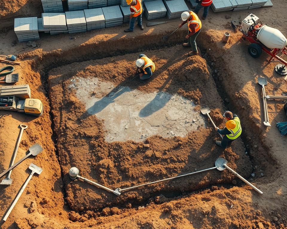 Untergrundvorbereitung für Plattenfundament