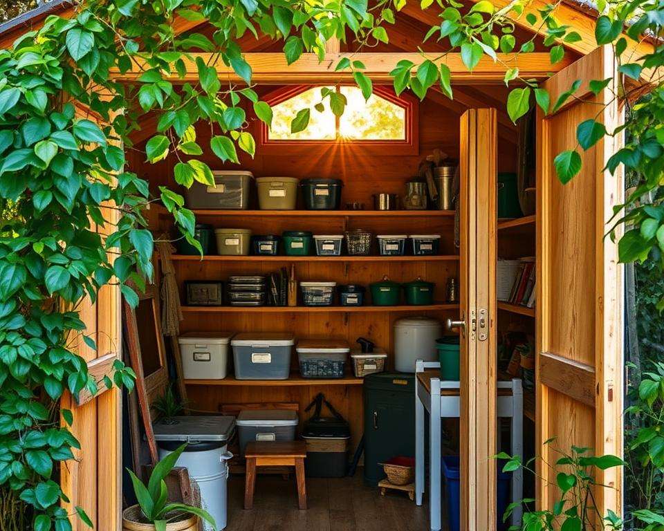 Upcycling Aufbewahrungsideen Gartenhaus