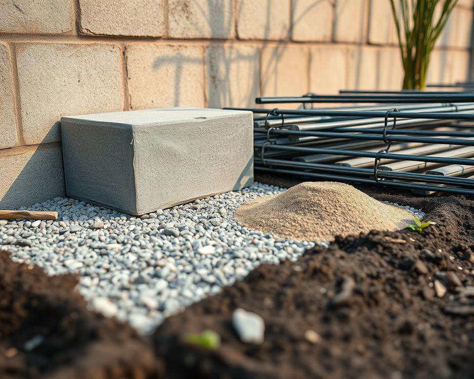 Verglasungsmaterialien und Fundament