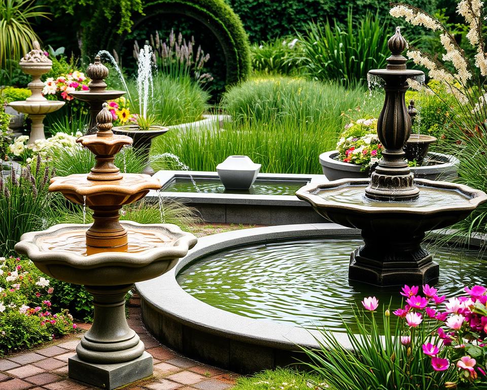 Verschiedene Brunnenarten für den Garten