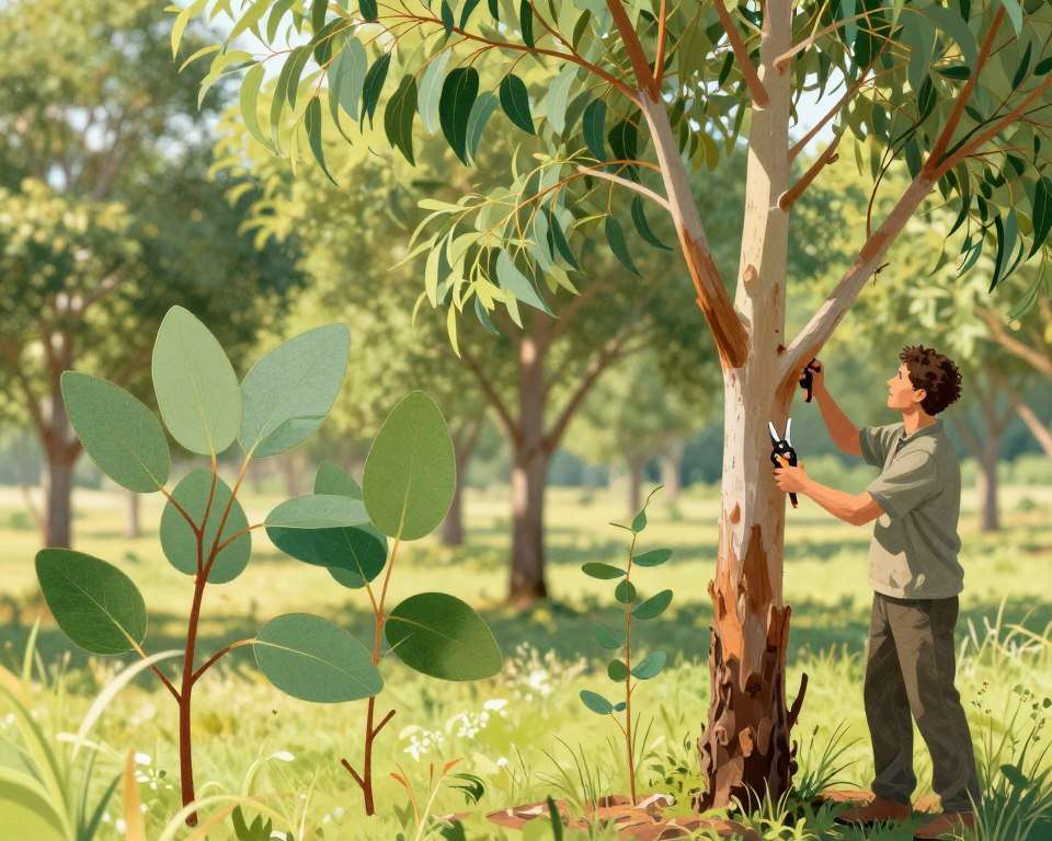 Verschiedene Eukalyptusarten und Schnittechniken