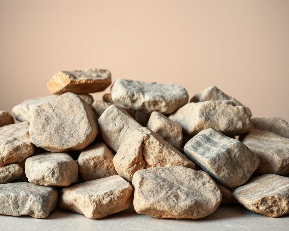 Verschiedene Feldsteine für Gartengestaltung