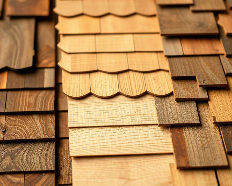 Verschiedene Schindeltypen für die Dacheindeckung Verschiedene Schindeltypen für die Dacheindeckung