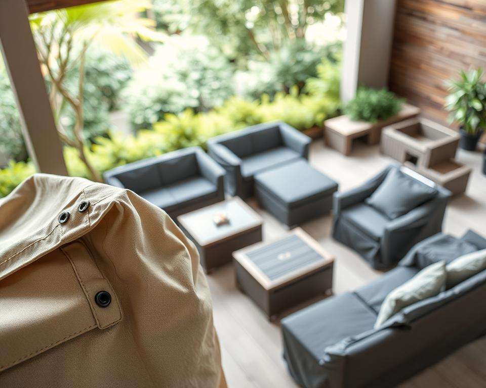 Verschiedene Schutzhüllen für Gartenmöbel