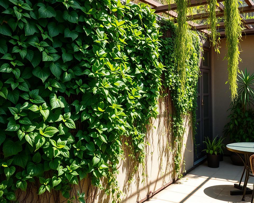 Vertikale Begrünung Terrassenwand