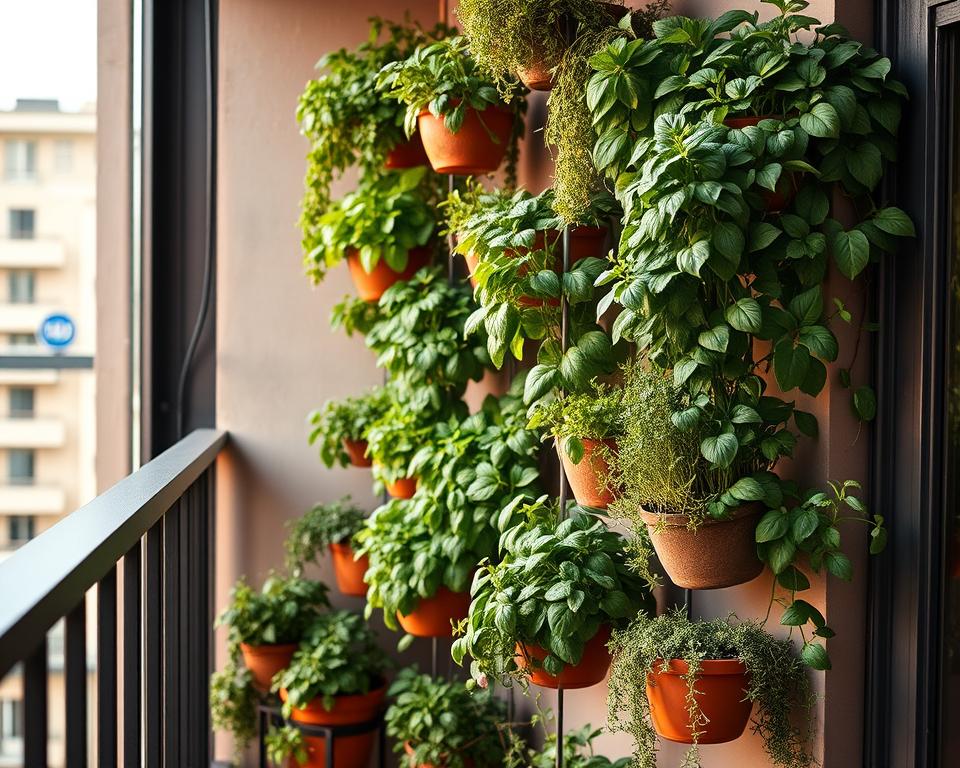 Vertikale Kräutergärten auf Balkon