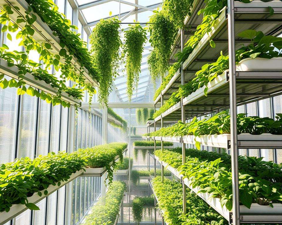 Vertikaler Anbau im Gewächshaus