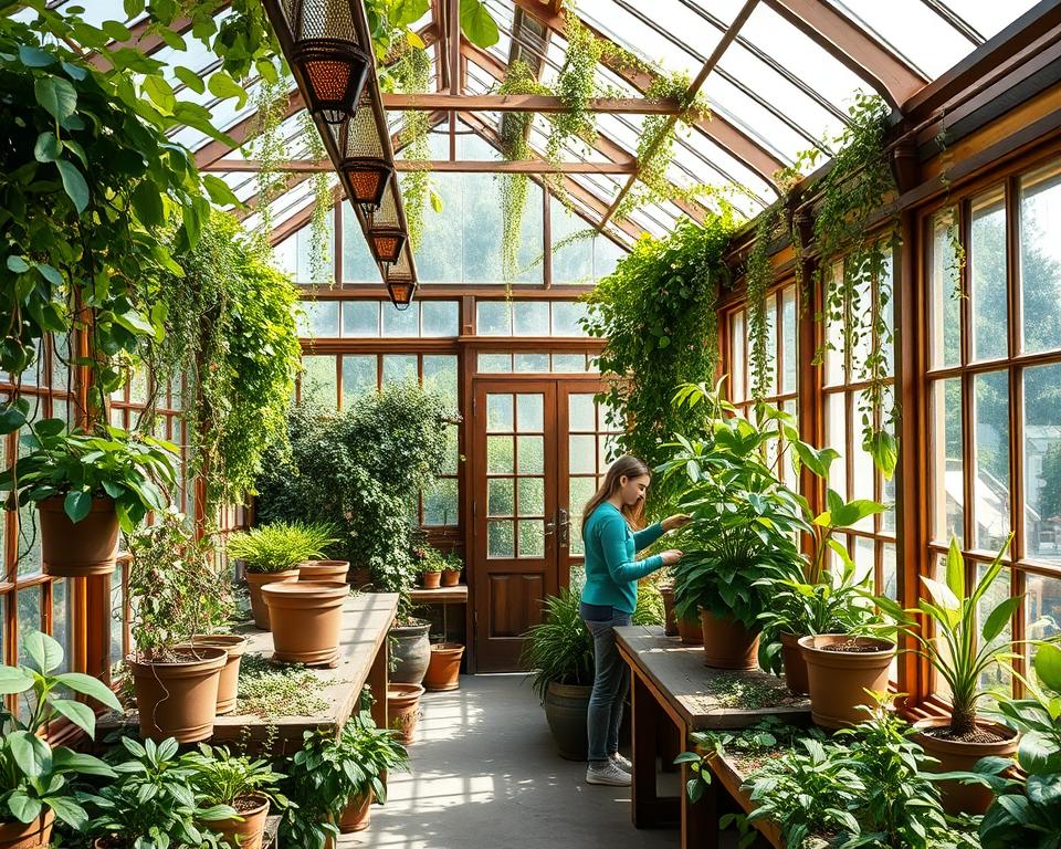 Viktorianisches Gewächshaus Pflanzenpflege