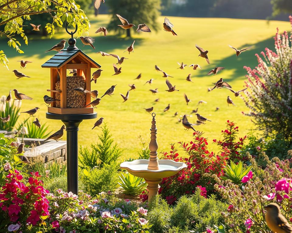 Vogelfütterung im Garten