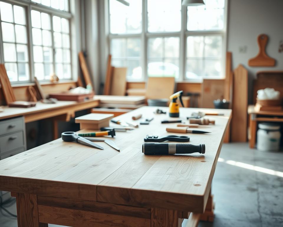 Vorbereitung Arbeitsfläche zum Abbeizen