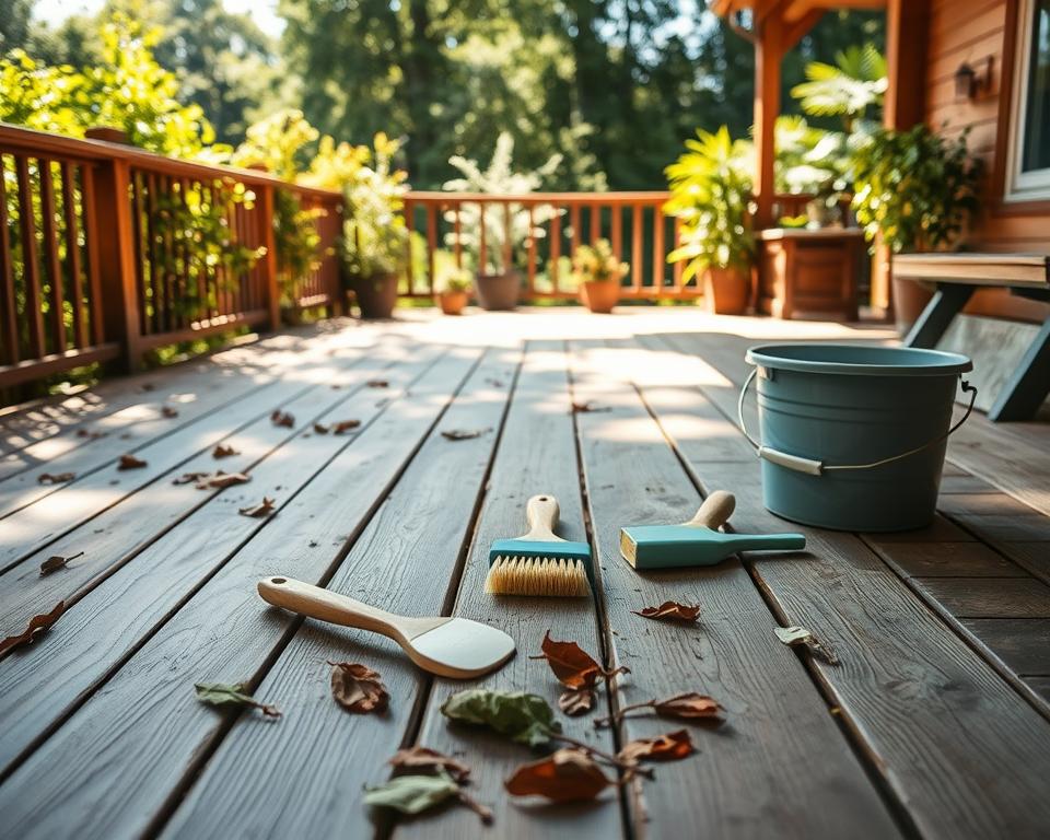 Vorbereitung Holzterrasse Reinigung