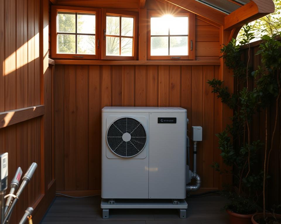 Wärmepumpe Installation im Gartenhaus