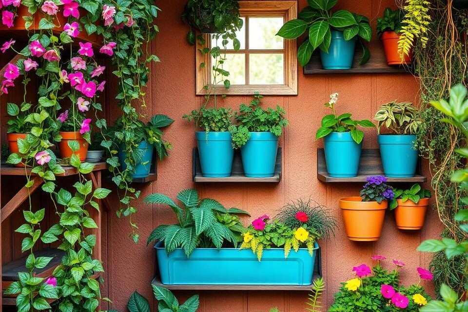 Wanddeko mit Pflanzen im Gartenhaus gestalten