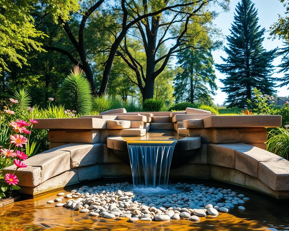 Wasserauslass für Wasserfall im Garten