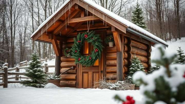 Weihnachtsdekoration für das Holz-Gartenhaus