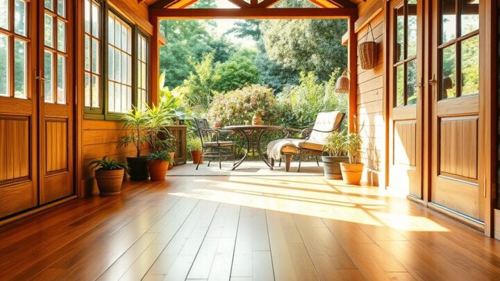 Bodenbedeckung in der Gartenhütte
