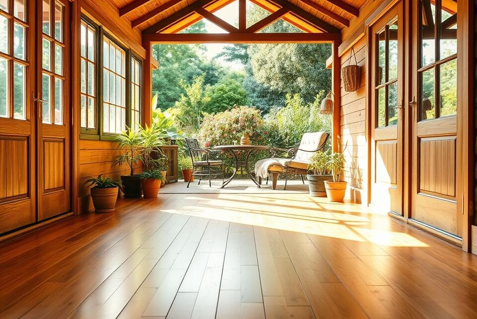 Bodenbedeckung in der Gartenhütte Bodenbedeckung in der Gartenhütte