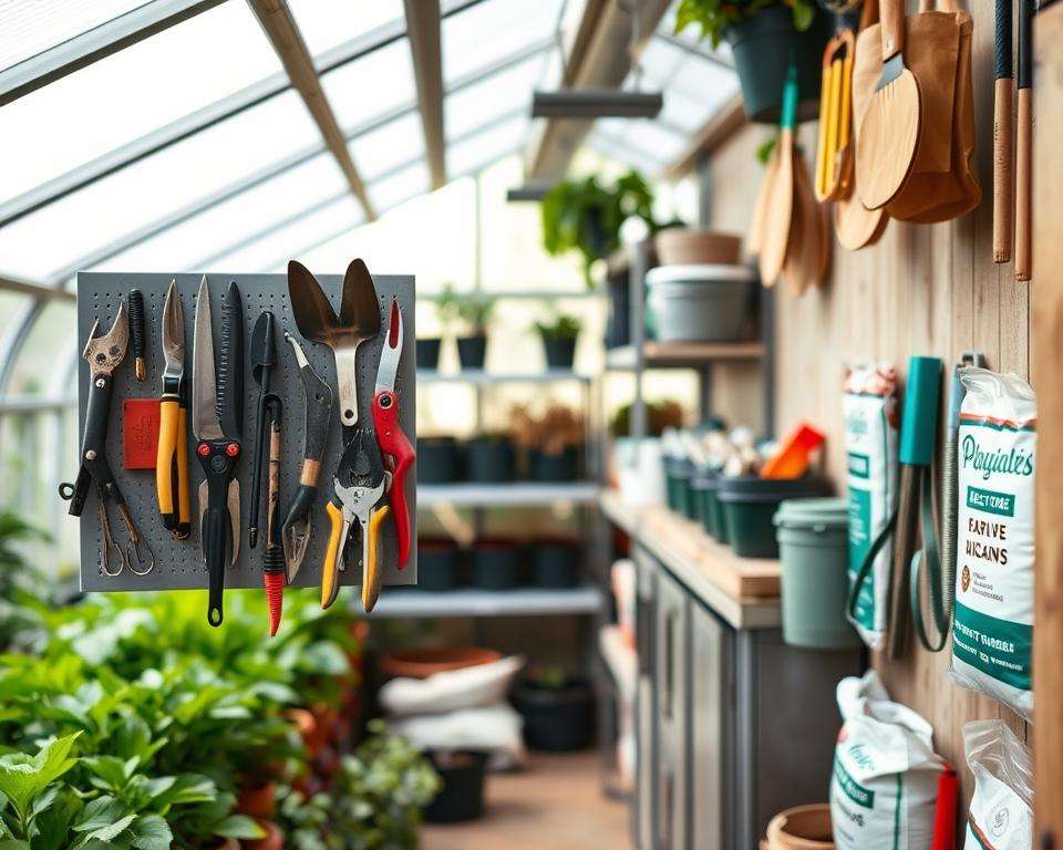 Werkzeugorganisation im Gewächshaus