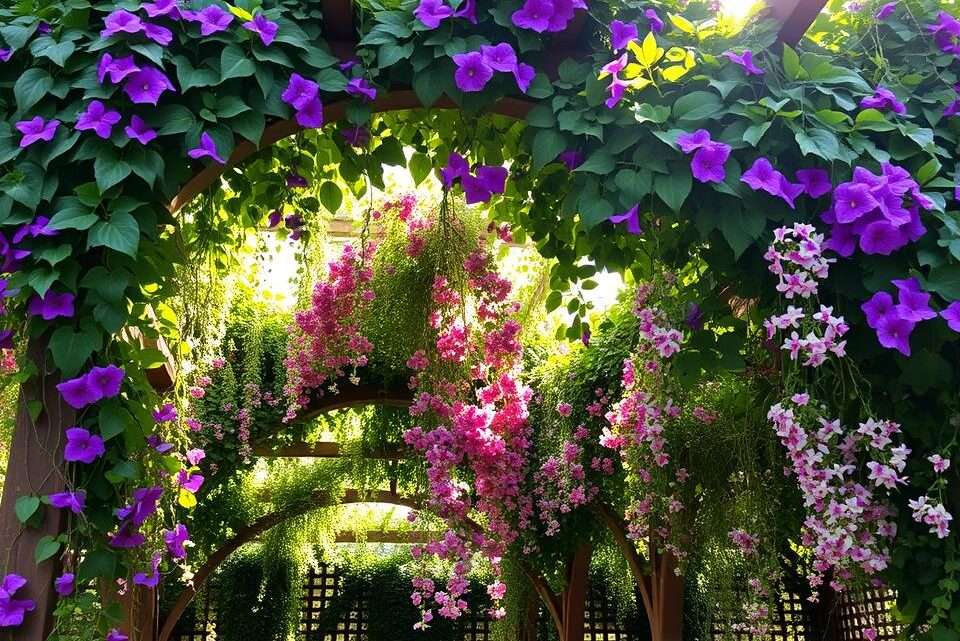 Wie man Pflanzen und Kletterpflanzen an einer Pergola zieht