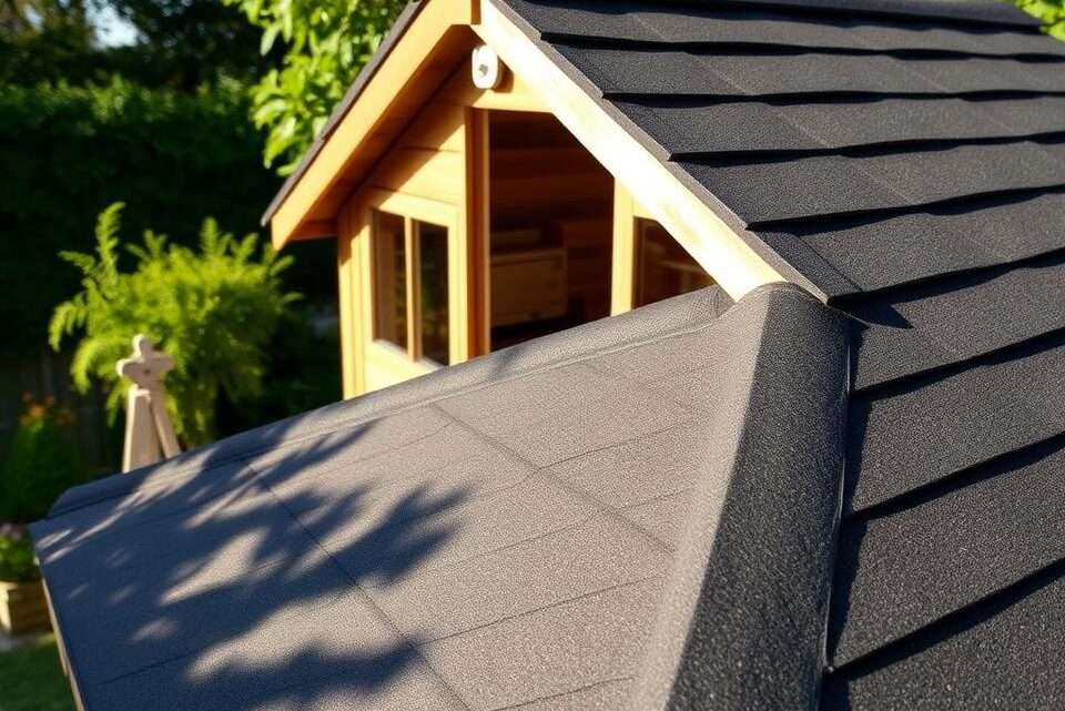 Wie man das Dach eines Eck-Gartenhaus mit Dachpappe deckt: Eine Anleitung