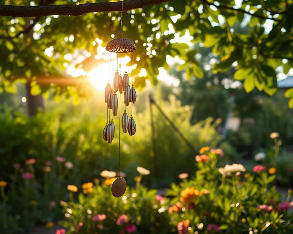 Windspiel aufhängen im Garten