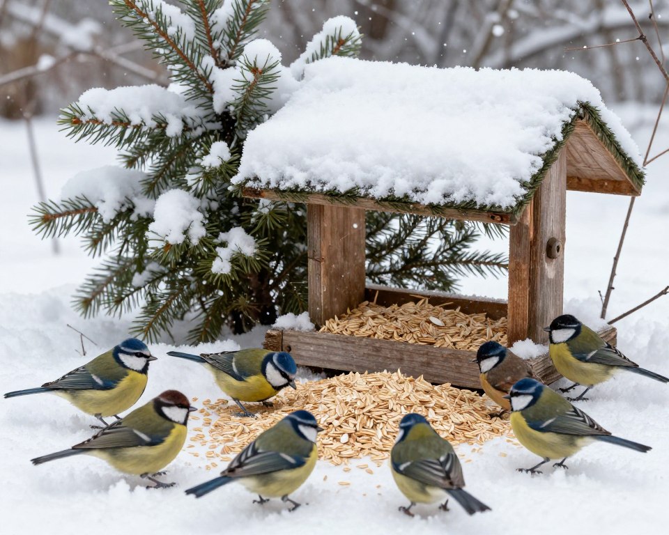 Winterfütterung Vögel Haferflocken