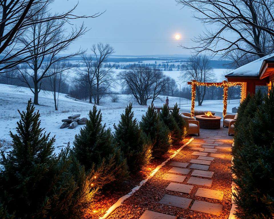 Winterliche Gartenbeleuchtung