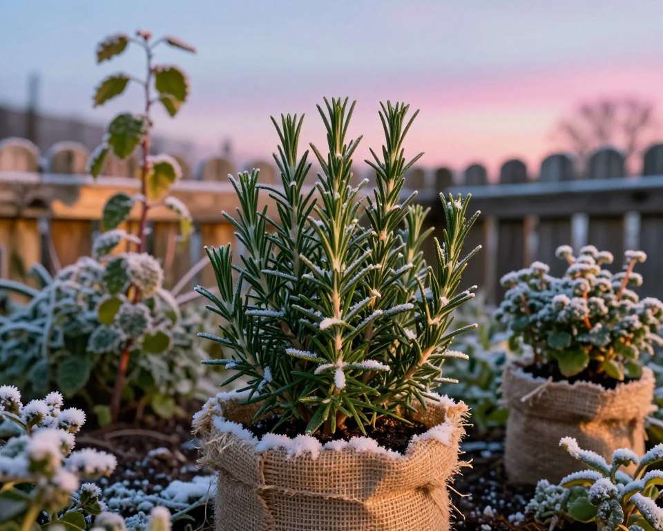 Winterschutz Rosmarin im Garten