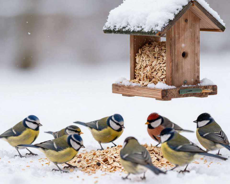 Wintervögel Fütterung Haferflocken