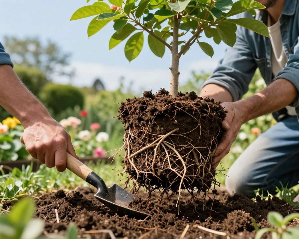 Wurzelballen ausgraben Technik