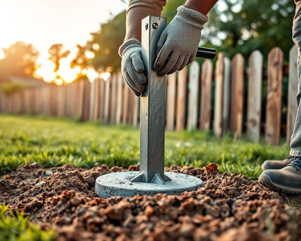 Zaunpfosten einbetonieren Anleitung