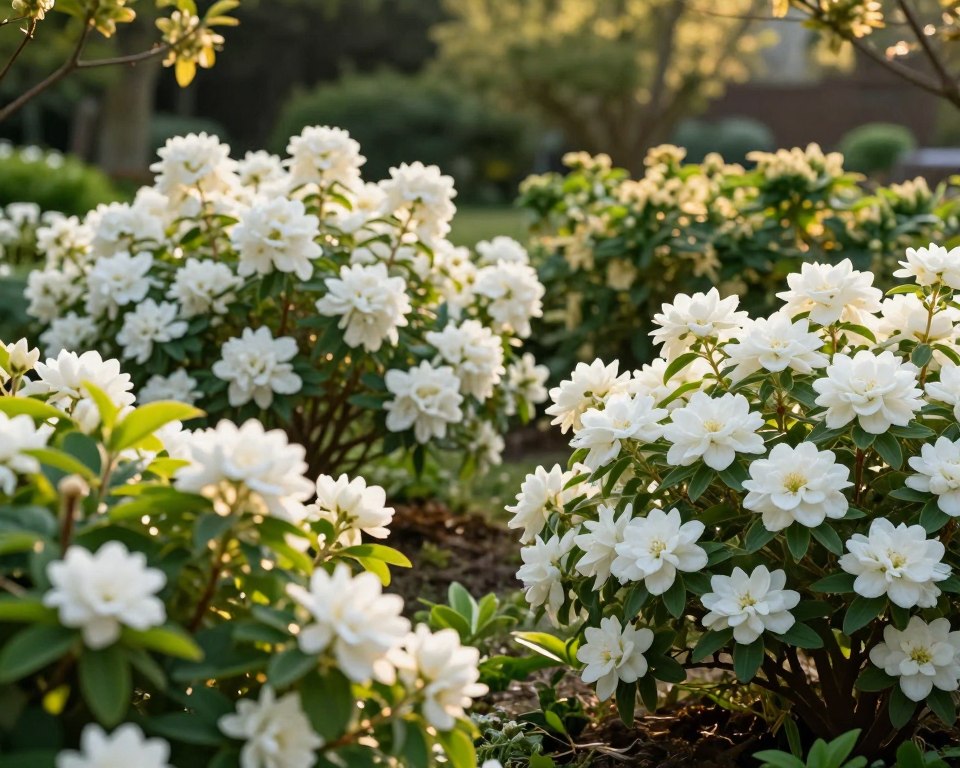 Ziersträucher mit weißen Blüten