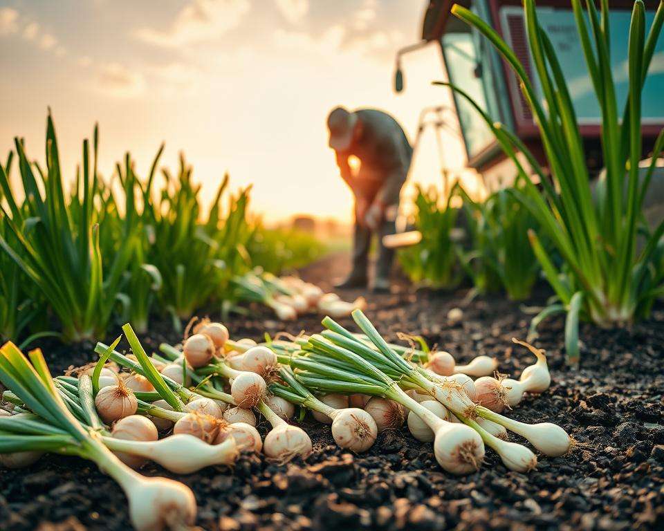 Zwiebeln ernten Erntetechnik