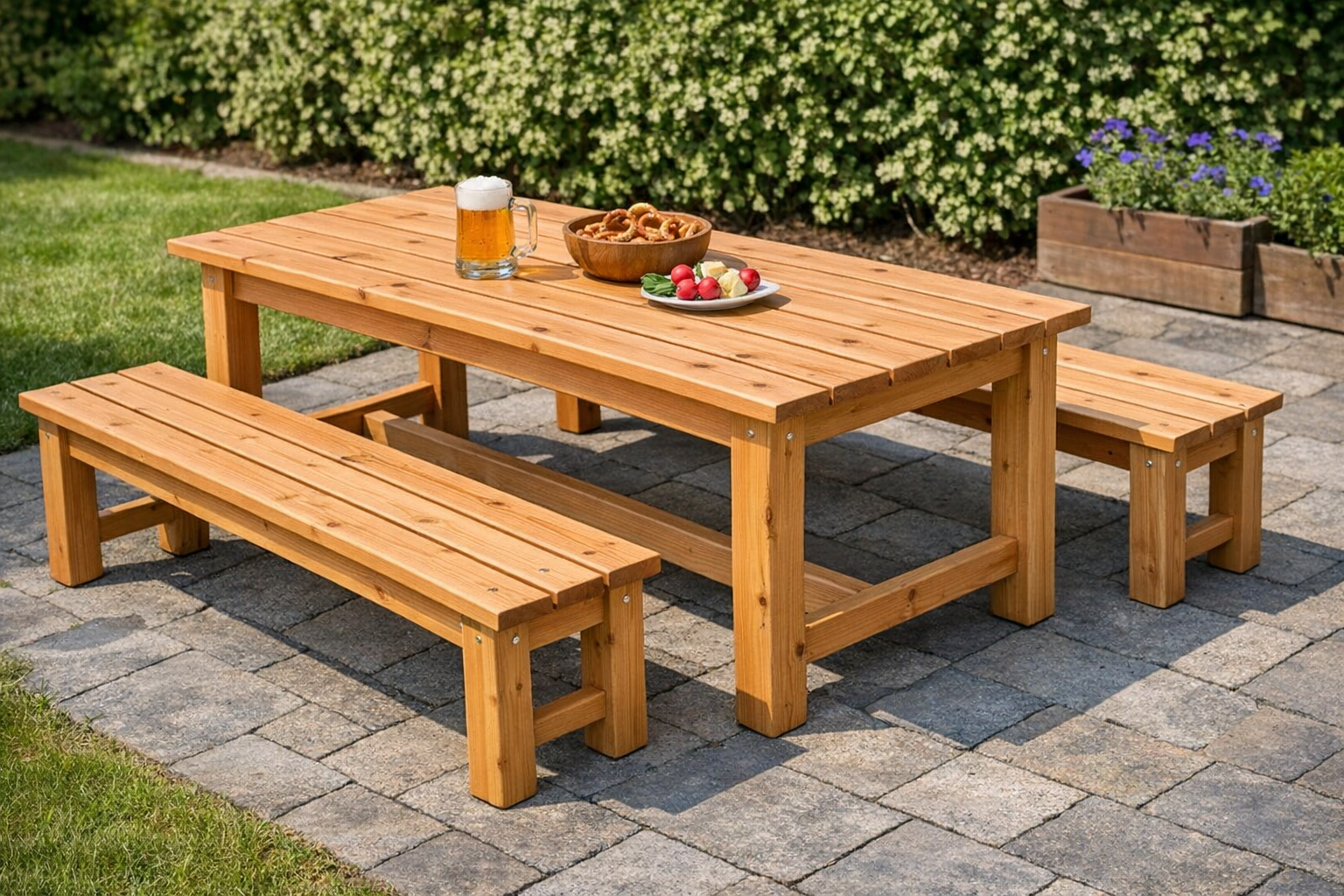 Biergartengarnitur selber bauen – Bauanleitung Schritt für Schritt