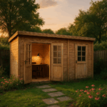 B-Ware Pultdach Gartenhaus Maria mit Anbau - Mit Imprägnierung (Pinie) 40 mm Wandstärke