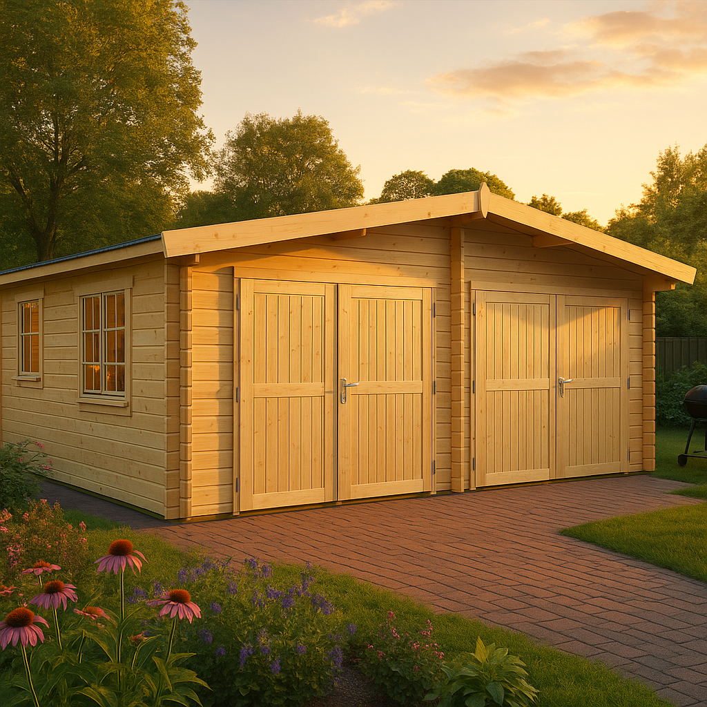 Fjordholz Doppel Holzgarage Modell Zeeland 44 mit Fjordholz Doppel Holzgarage Modell Zeeland 44 mit